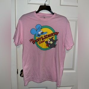 Men's Pink Simpsons Itchy & Scratchy Graphic T-Shirt - Size M